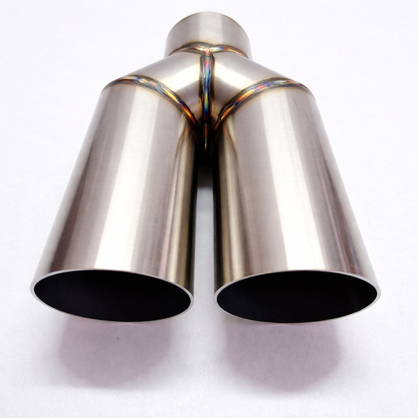 Podwójna końcówka wydechu Y-pipe 2x63,5 mm inox ścięta stal nierdzewna