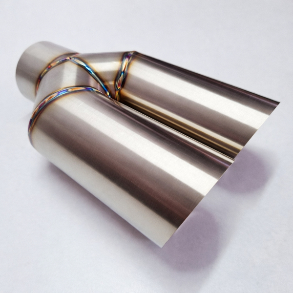 Podwójna końcówka wydechu Y-pipe 2x63,5 mm inox ścięta stal nierdzewna