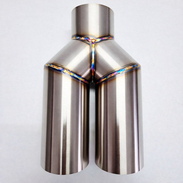 Podwójna końcówka wydechu Y-pipe 2x63,5 mm inox ścięta stal nierdzewna